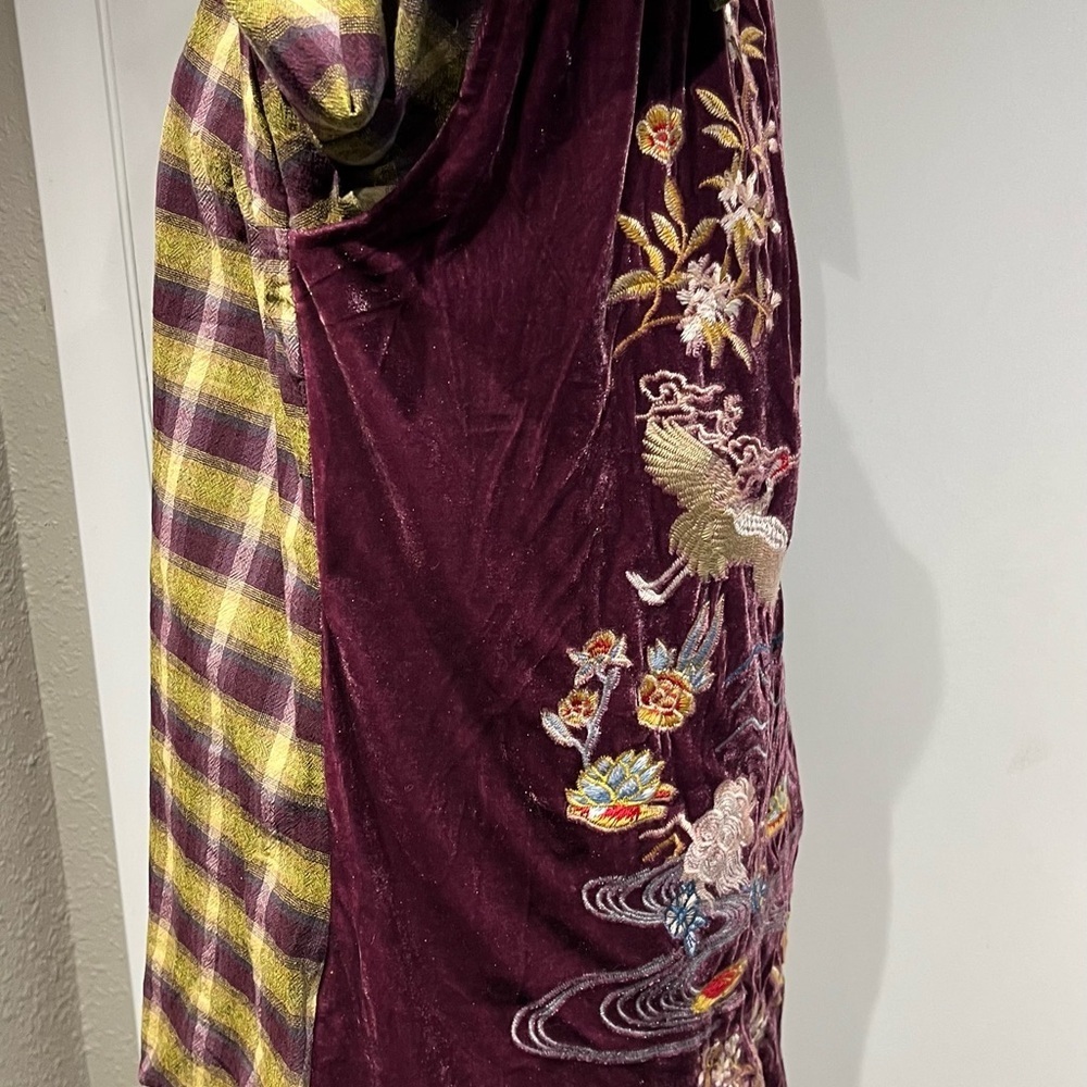 Paparazzi Plaid and Embroidered Velvet Blouse - Picture 11 of 14
